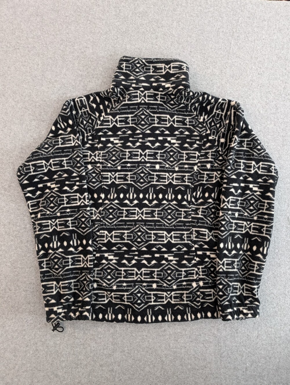 Columbia Full Zip Fleece Jacket M Black White Aztec Print Geometric Gorpcore - Picture 8 of 10